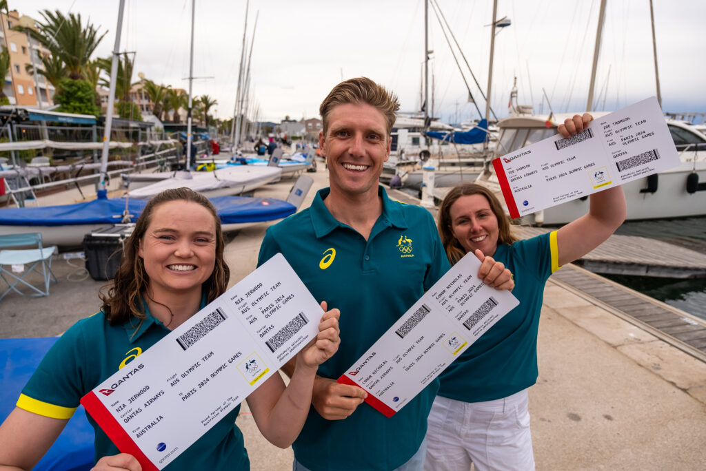 Nia Jerwood & Conor Nicholas (470) and Zoe Thomson (ILCA 6) selected for Australian Olympic Team in sailing. Photo by Beau Outteridge / Australian Sailing Team